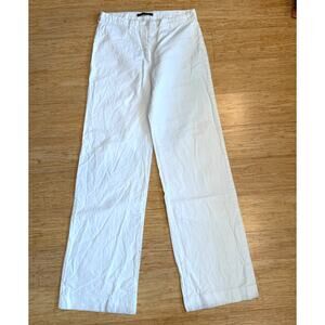 Balenciaga Pants Women's 40 | 31 x 36"White Linen Canvas Cotton Wide Trousers